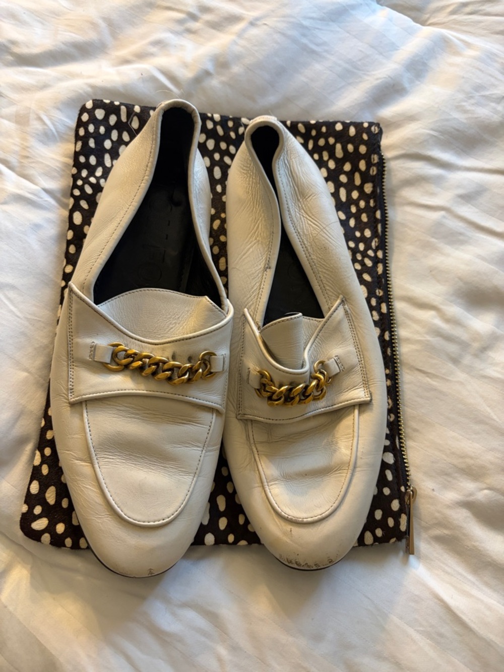 Tom Ford White Leather Chain-Detail Loafers